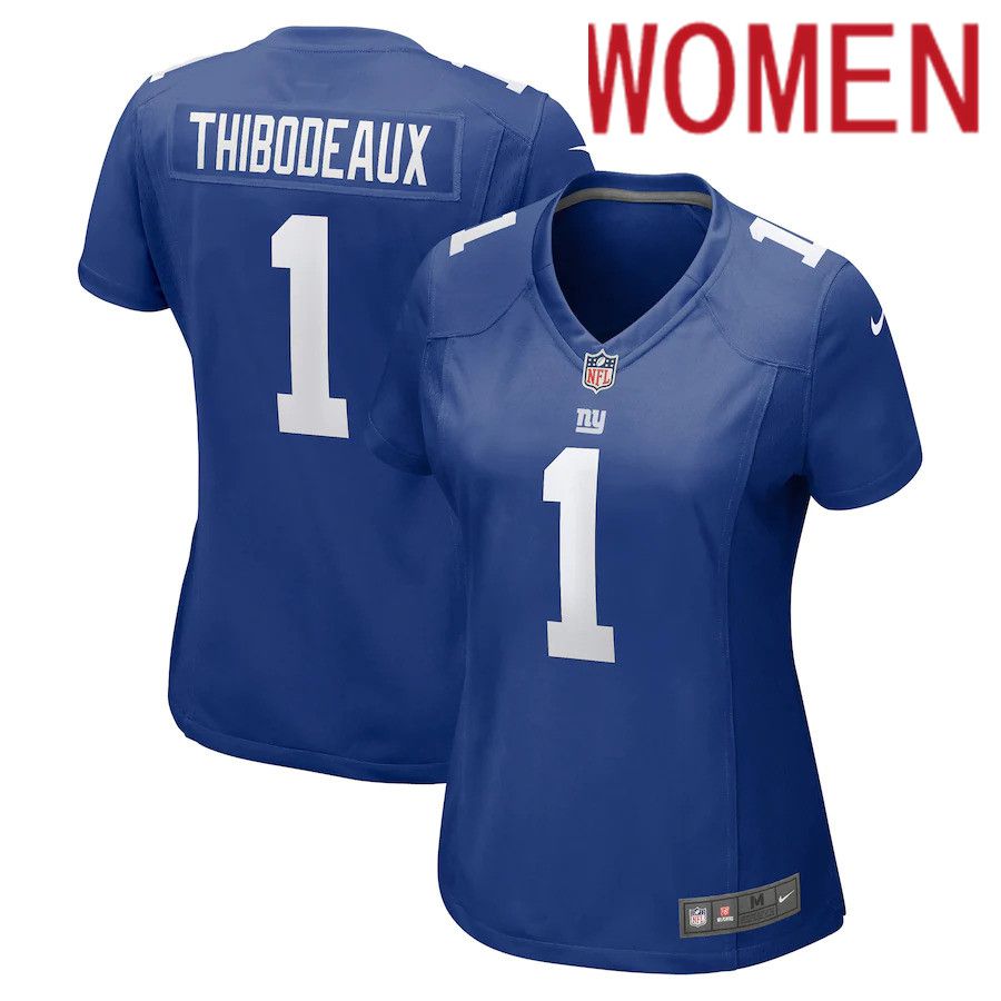 Women New York Giants #1 Kayvon Thibodeaux Nike Royal 2022 NFL Draft First Round Pick Game Jersey